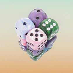 KOP08750 Assorted Swirl Deluxe Dice Pips D6 16mm (5/8in) Pack of 12 (ONLINE ORDER ONLY)
