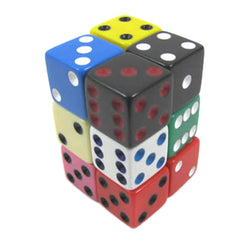 KOP08753 Assorted Opaque Dice with Pips D6 16mm (5/8in) Pack of 12 Dice (ONLINE ORDER ONLY)