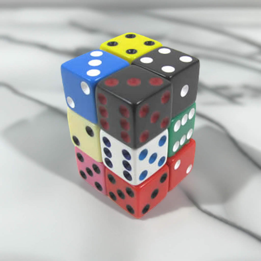 KOP08753 Assorted Opaque Dice with Pips D6 16mm (5/8in) Pack of 12 Dice (ONLINE ORDER ONLY)