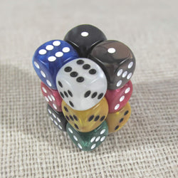 KOP08793 Assorted Marbleized Deluxe Dice Pips D6 16mm Pack of 12 (ONLINE ORDER ONLY)