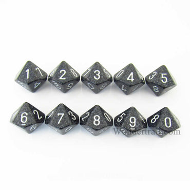 KOP08812 Ninja Elemental Dice Silver Numbers D10 16mm Pack of 10 (ONLINE ORDER ONLY)
