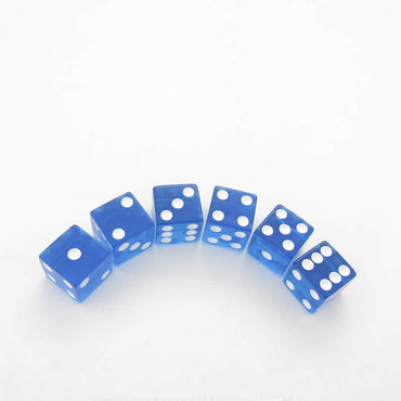 KOP08970 Blue Translucent Dice with White Pips D6 16mm (5/8in) Pack of 6 (ONLINE ORDER ONLY)