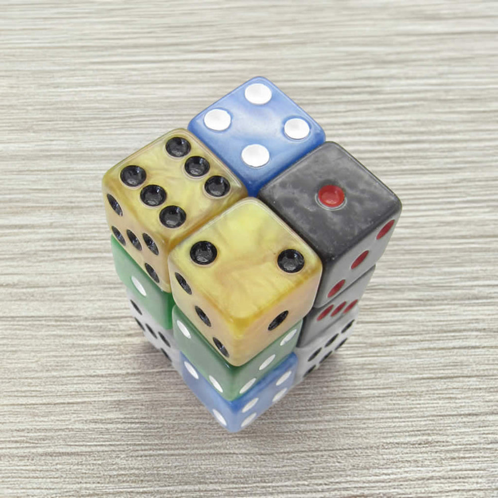 KOP09206 Assorted Marblized Dice with Pips D6 16mm (5/8in) Pack of 12 (ONLINE ORDER ONLY)