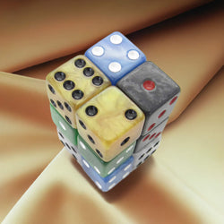 KOP09206 Assorted Marblized Dice with Pips D6 16mm (5/8in) Pack of 12 (ONLINE ORDER ONLY)