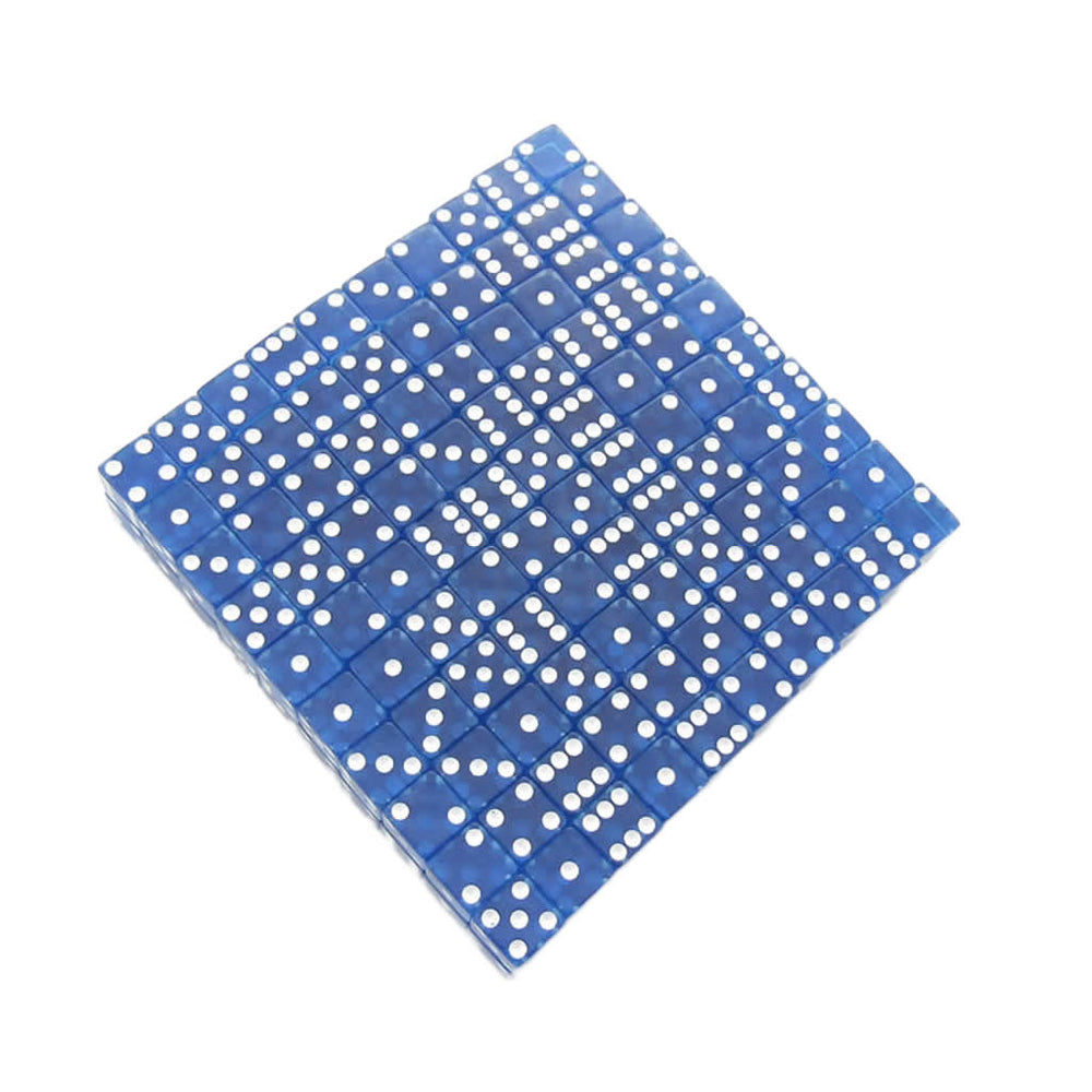 KOP09366 Blue Transparent Dice with White Pips D6 12mm (1/2in) Bulk Pack of 200 Dice (ONLINE ORDER ONLY)