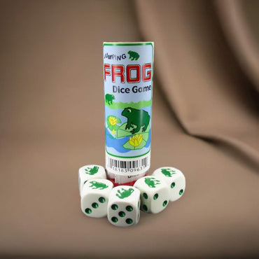 KOP09631 Frog Dice Game White Opaque with Green D6 16mm (5/8in) (ONLINE ORDER ONLY)