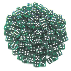 KOP09701 Emerald Transparent Dice White Pips D6 5mm Bulk Pack of 250 (ONLINE ORDER ONLY)