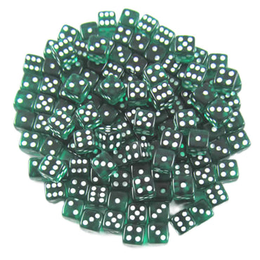 KOP09701 Emerald Transparent Dice White Pips D6 5mm Bulk Pack of 250 (ONLINE ORDER ONLY)