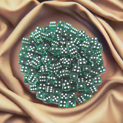 KOP09701 Emerald Transparent Dice White Pips D6 5mm Bulk Pack of 250 (ONLINE ORDER ONLY)