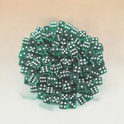 KOP09701 Emerald Transparent Dice White Pips D6 5mm Bulk Pack of 250 (ONLINE ORDER ONLY)