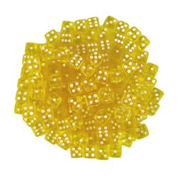 KOP09703 Yellow Transparent Dice with White Pips D6 5mm (13/64in) Bulk Pack of 250 Dice (ONLINE ORDER ONLY)