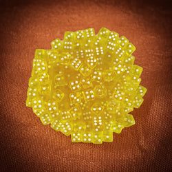 KOP09703 Yellow Transparent Dice with White Pips D6 5mm (13/64in) Bulk Pack of 250 Dice (ONLINE ORDER ONLY)
