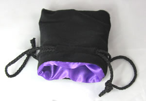 KOP09914 Black Velvet with Purple Lining Small Dice Bag Koplow Games (ONLINE ORDER ONLY)