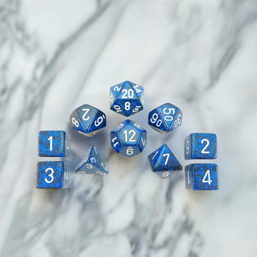 KOP09977 Stealth Elemental Dice with White Numbers 16mm (5/8in) Set of 10 (ONLINE ORDER ONLY)