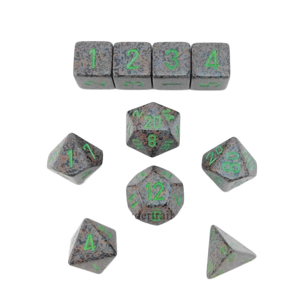 KOP09979 Earth Elemental Dice with Green Numbers 16mm (5/8in) Set of 10 (ONLINE ORDER ONLY)
