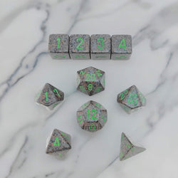 KOP09979 Earth Elemental Dice with Green Numbers 16mm (5/8in) Set of 10 (ONLINE ORDER ONLY)