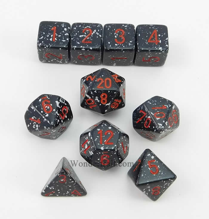 KOP09980 Space Elemental Dice with Red Numbers 16mm (5/8in) Set of 10 (ONLINE ORDER ONLY)
