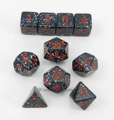 KOP09980 Space Elemental Dice with Red Numbers 16mm (5/8in) Set of 10 (ONLINE ORDER ONLY)