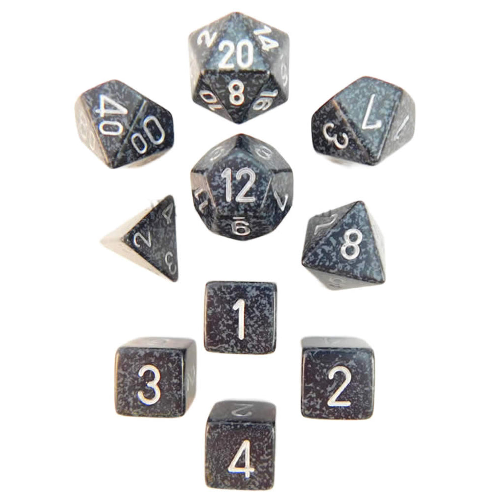 KOP09981 Ninja Elemental Dice with Silver Numbers 16mm (5/8in) Set of 10 (ONLINE ORDER ONLY)