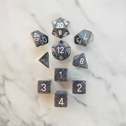 KOP09981 Ninja Elemental Dice with Silver Numbers 16mm (5/8in) Set of 10 (ONLINE ORDER ONLY)
