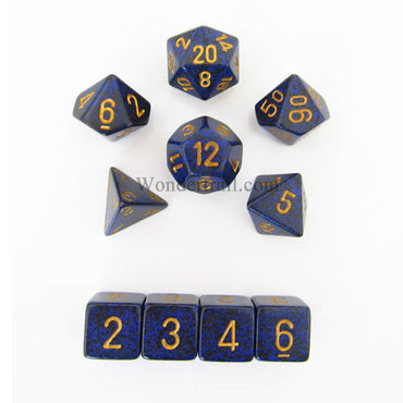 KOP09985 Golden Cobalt Elemental Dice Gold Numbers 16mm Set of 10 (ONLINE ORDER ONLY)