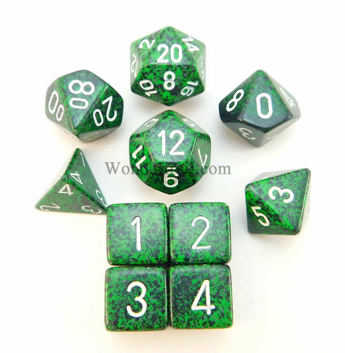 KOP09989 Recon Elemental Dice with White Numbers 16mm (5/8in) Set of 10 (ONLINE ORDER ONLY)
