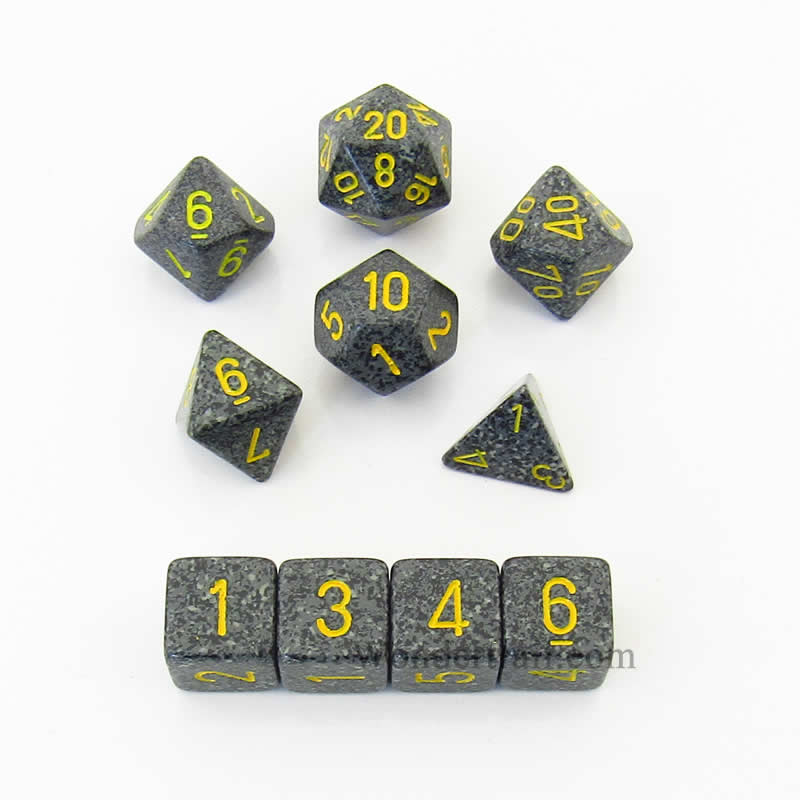 KOP09990 Urban Elemental Dice with Yellow Numbers 16mm (5/8in) Set of 10 (ONLINE ORDER ONLY)
