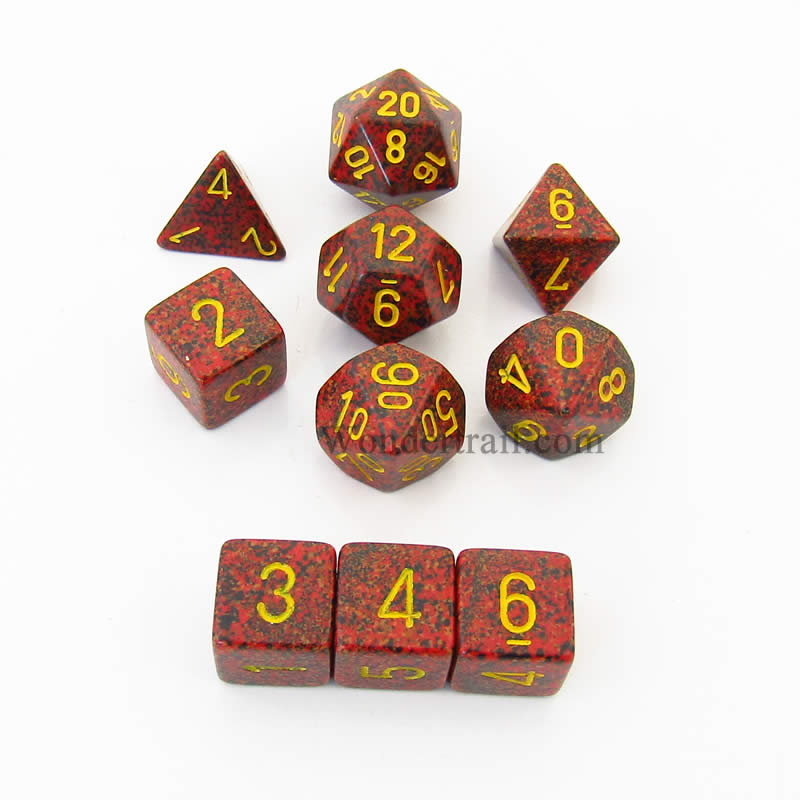 KOP09991 Mercury Elemental Dice Yellow Numbers 16mm (5/8in) Set of 10 (ONLINE ORDER ONLY)