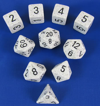 KOP09998 Arctic Elemental Dice with Black Numbers 16mm (5/8in) Set of 10 (ONLINE ORDER ONLY)