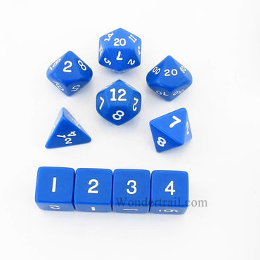 KOP10054 Blue Opaque Dice with White Numbers 16mm (5/8in) Set of 10 (ONLINE ORDER ONLY)