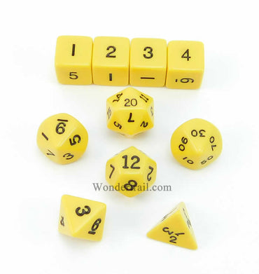 KOP10058 Yellow Opaque Dice with Black Numbers 16mm (5/8in) Set of 10 (ONLINE ORDER ONLY)