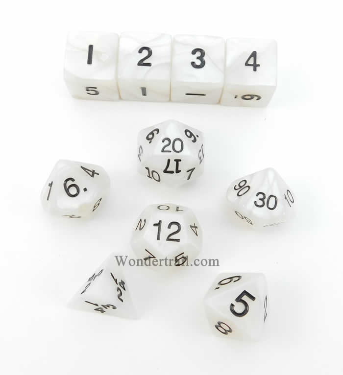 KOP10075 Gray Pearlized Dice with Black Numbers 16mm (5/8in) Set of 10 (ONLINE ORDER ONLY)