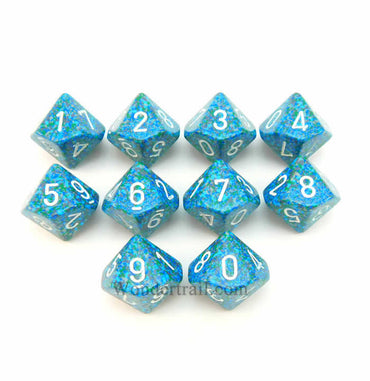 KOP10744 Sea Elemental Dice White Numbers D10 16mm (5/8in) Pack of 10 (ONLINE ORDER ONLY)