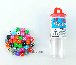 KOP10795 Assorted Opaque Colors Dice Pips D6 5mm (13/64in) Pack of 30 (ONLINE ORDER ONLY)
