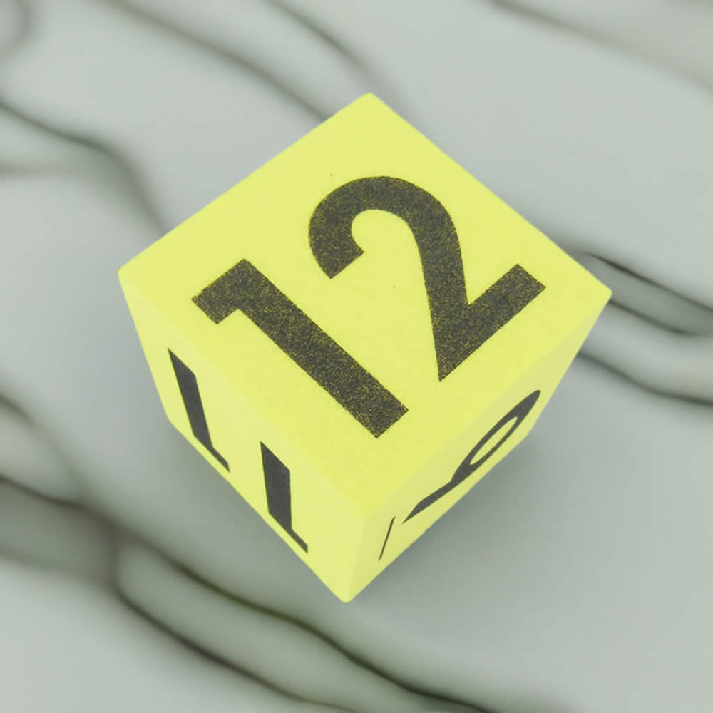KOP10969 Yellow Opaque Foam Die Black Numbers 7 to 12 D6 50mm Pack of 1 (ONLINE ORDER ONLY)