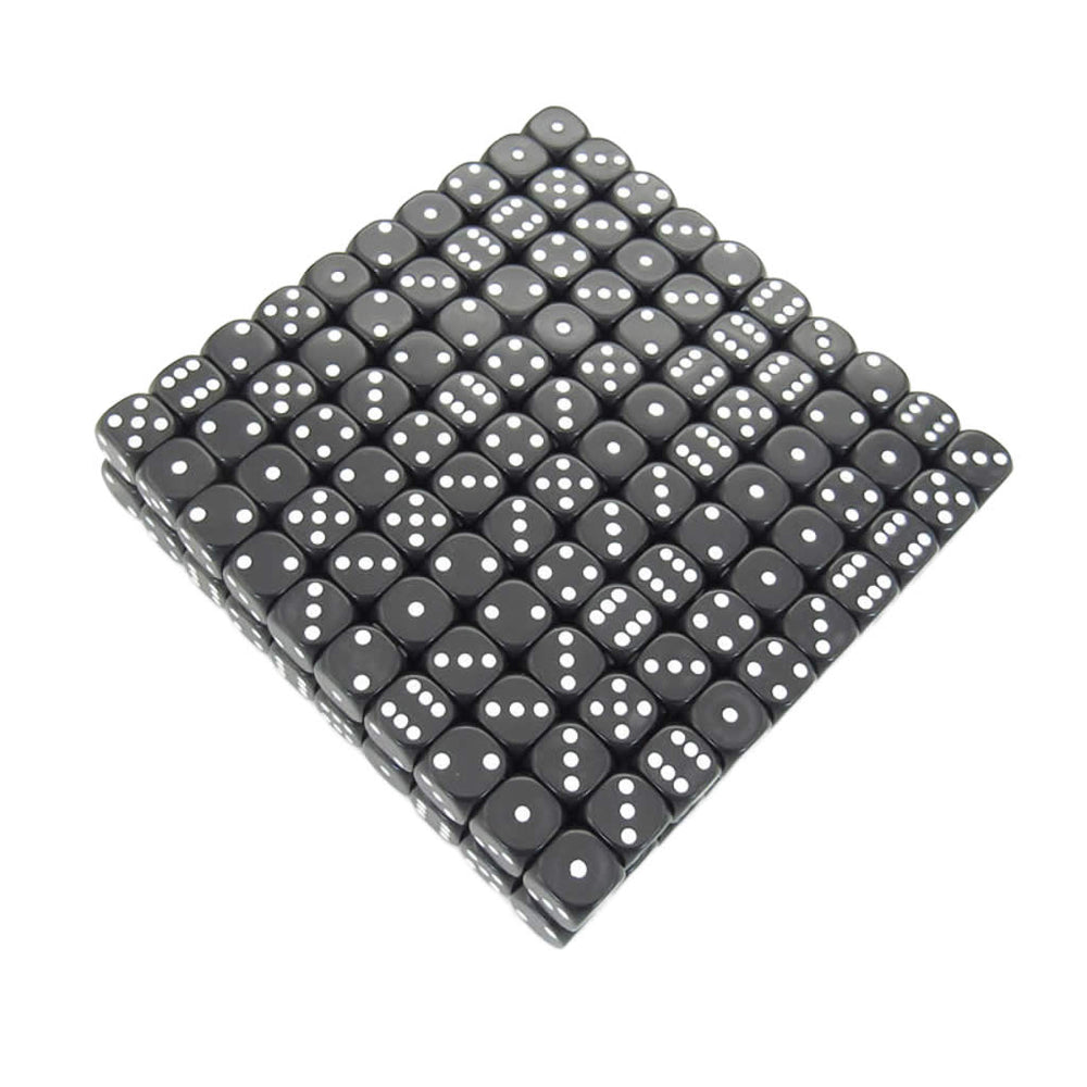 KOP11470 Black Opaque Dice with White Pips D6 16mm (5/8in) Bulk Pack of 200 Dice (ONLINE ORDER ONLY)
