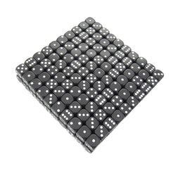 KOP11470 Black Opaque Dice with White Pips D6 16mm (5/8in) Bulk Pack of 200 Dice (ONLINE ORDER ONLY)