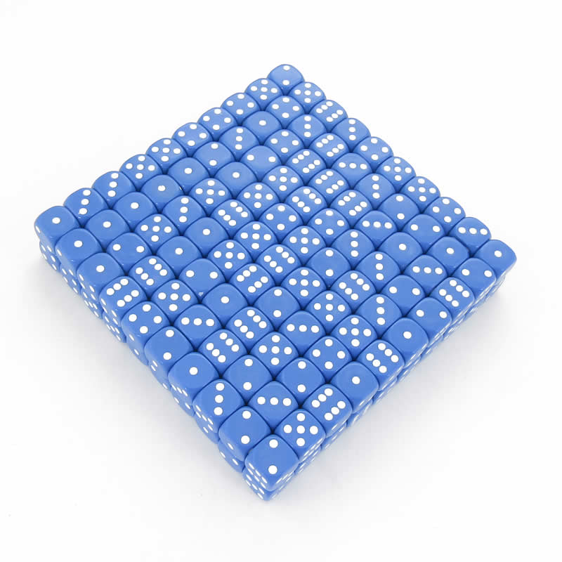 KOP11471 Blue Opaque Dice White Pips D6 16mm (5/8in) Bulk Pack of 200 (ONLINE ORDER ONLY)