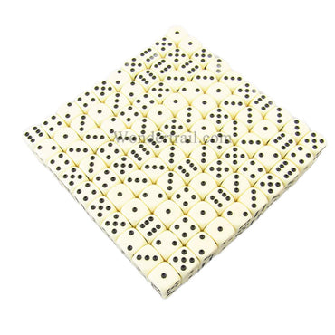 KOP11473 Ivory Opaque Dice Black Pips D6 16mm (5/8in) Bulk Pack of 200 (ONLINE ORDER ONLY)
