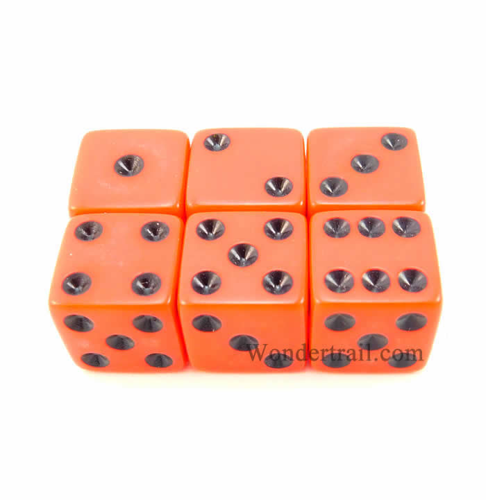 KOP11608 Red Opaque Dice with Black Pips D6 16mm (5/8in) Pack of 6 (ONLINE ORDER ONLY)