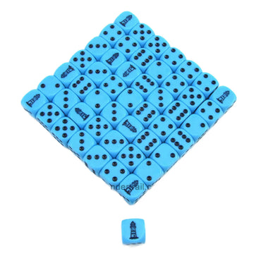 KOP11669 Lighthouse Blue Opaque Dice Dark Blue Pips D6 16mm Bulk Pack of 50 (ONLINE ORDER ONLY)