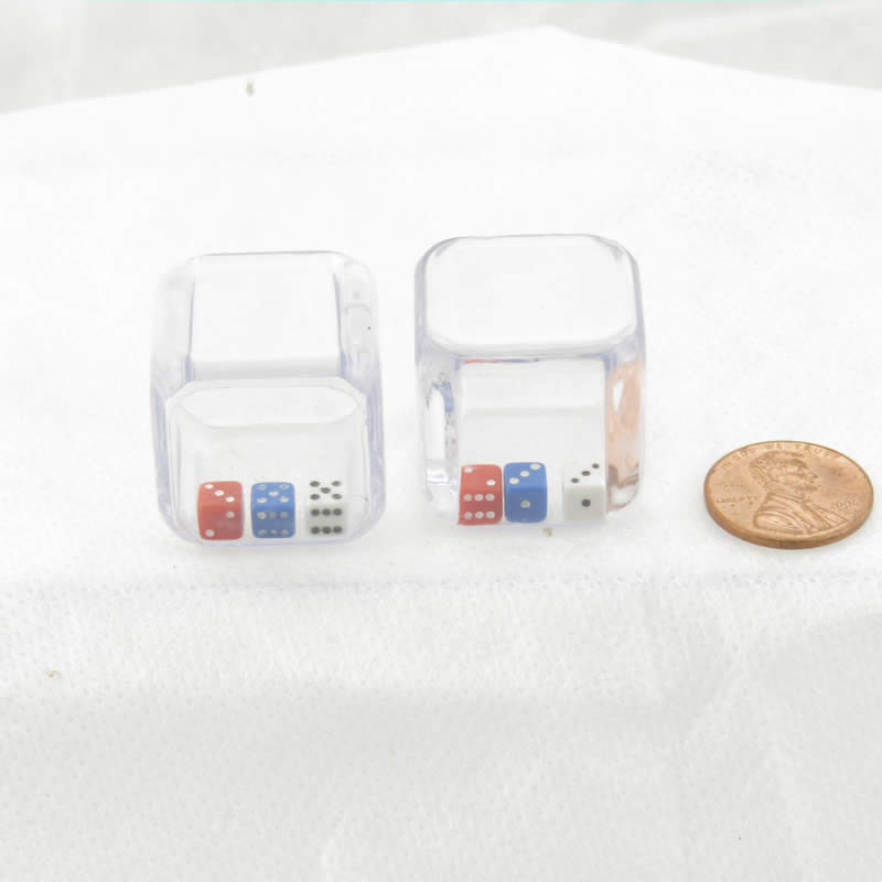 KOP11952E2 3 in a Cube Dice 1 Red 1 White and 1 Blue D6 25mm Pack of 2 (ONLINE ORDER ONLY)