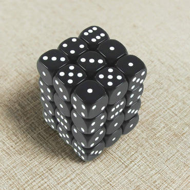 KOP11976 Black Opaque Dice with White Pips D6 12mm (1/2in) Pack of 36 (ONLINE ORDER ONLY)