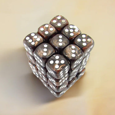 KOP11994 Brown Marbleized Dice White Pips D6 12mm (1/2in) Pack of 36 (ONLINE ORDER ONLY)