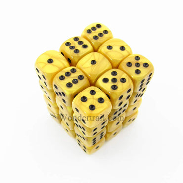KOP11996 Gold Marbleized Dice with Black Pips D6 12mm (1/2in) Pack of 36 (ONLINE ORDER ONLY)