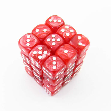 KOP11998 Red Marbleized Dice with White Pips D6 12mm (1/2in) Pack of 36 (ONLINE ORDER ONLY)