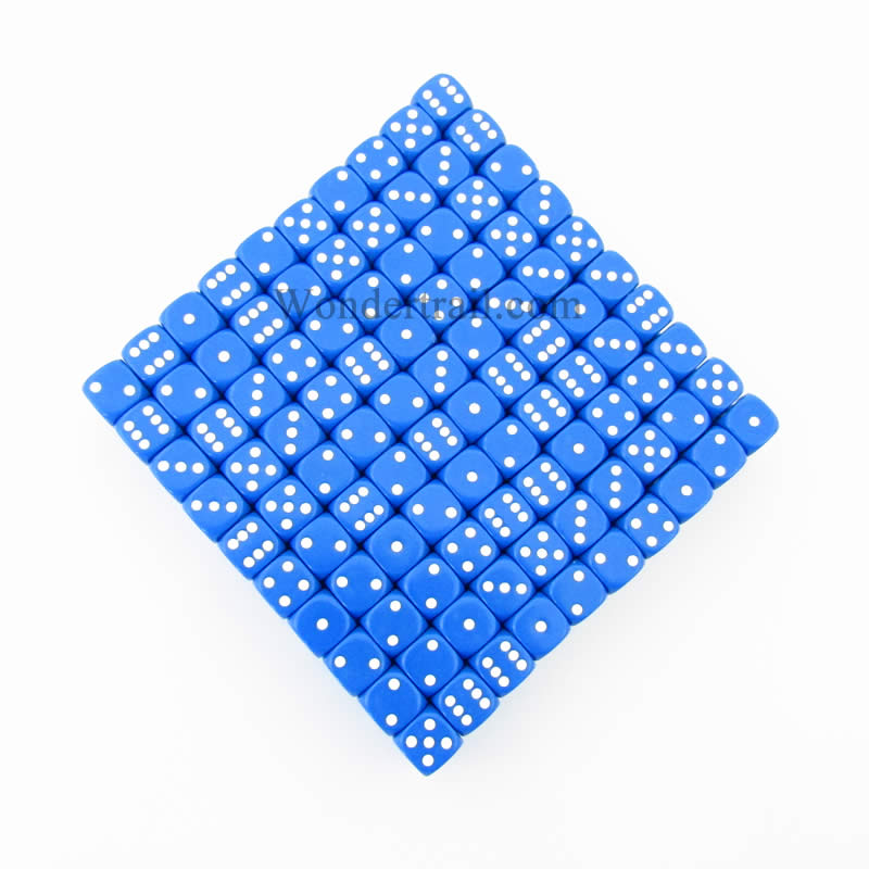 KOP12141 Blue Opaque Dice White Pips D6 12mm (1/2in) Bulk Pack of 200 (ONLINE ORDER ONLY)