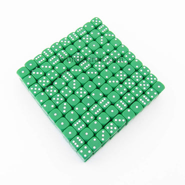 KOP12142 Green Opaque Dice White Pips D6 12mm (1/2in) Bulk Pack of 200 (ONLINE ORDER ONLY)