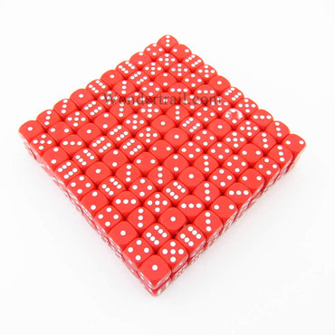 KOP12143 Red Opaque Dice White Pips D6 12mm (1/2in) Bulk Pack of 200 (ONLINE ORDER ONLY)