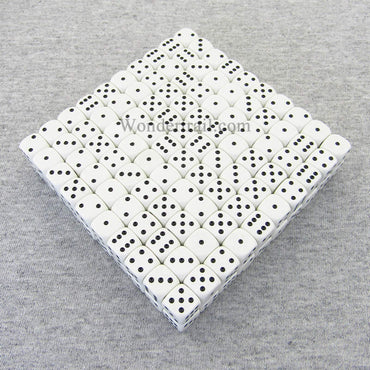 KOP12144 White Opaque Dice Black Pips D6 12mm (1/2in) Bulk Pack of 200 (ONLINE ORDER ONLY)